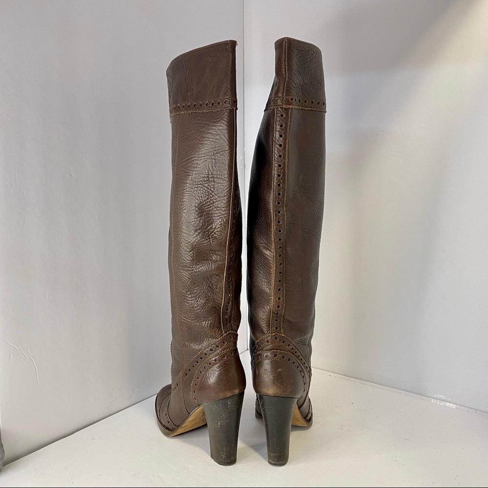 Michael Kors tall brown pebbled caviar leather boots size 7.5 - Picture 2 of 6
